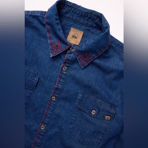 Insight Long Sleeve Button Down Blue Chambray Large